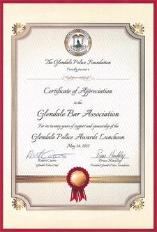certificate to gba from glendale police foundation